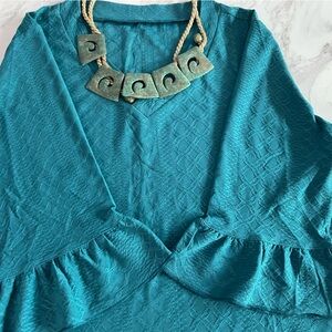 Source Unknown Turquoise Textured Tunic